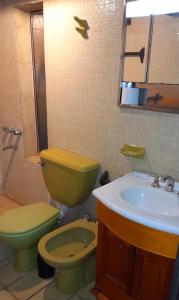a bathroom with a green toilet and a sink at Departamento Los Nogales I in San Fernando del Valle de Catamarca