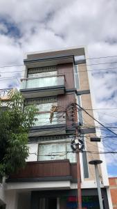 a building with a plant on a power pole at City Center 3-rooms apartment Downtown Sucre in Sucre