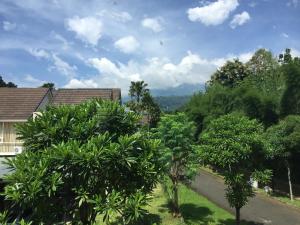a view of a yard with trees and a house at House at Taman Dayu in Pasuruan