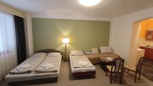Postel nebo postele na pokoji v ubytování Apartmán Horní Slavkov Hodinářství
