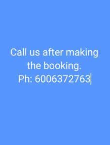 a blue text box with the text call us after making the booking at Houseboat Karima palace in Srinagar