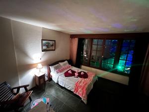 1 dormitorio con 1 cama con arco en Pousada e Restaurante Refúgio Dinamarca en Mairiporã