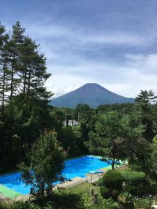 忍野村福奇托米塔日式旅馆的一座山地游泳池