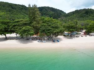 an aerial view of a beach with trees and the water at Cruiser Island By Swiss-Belhotel in Ko Lone