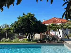 a swimming pool in front of a house at Casa Bizarra in Castanheira de Pêra