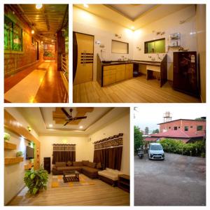 a collage of four pictures of a living room and a house at Misty Mount Villa in Mahabaleshwar