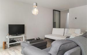 a living room with a couch and a tv at Lovely Apartment In Oostende With Wifi in Ostend