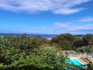 a view of the ocean from a house at Apartments Fičur with Swimming Pool & Grill, Portorož in Portorož