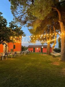 a park with a tree with lights on it at Locanda le Mandriane in Orbetello