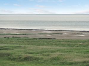 vistas a una playa con un muelle en el agua en Holiday Home Stilla - 35km from the sea in Western Jutland by Interhome, en Højer