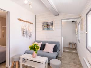 a living room with a couch and a table at Apartment Bleuet by Interhome in Mimizan