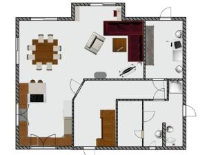 Grundriss eines Hauses mit einem Zimmer in der Unterkunft "Sonnenliebe" Ferienhaus in Groß Schwansee