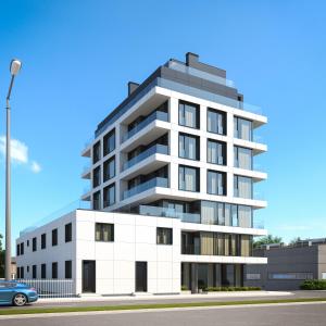 a rendering of a building with a car parked in front at Електра Апарт Бургас Electra Apart Burgas Elektra Bourgas in Burgas City