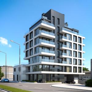 a rendering of a tall apartment building at Електра Апарт Бургас Electra Apart Burgas Elektra Bourgas in Burgas City