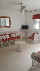 a living room with a couch and a table at Appartement à Louer à Boca Chica in Boca Chica