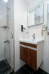 a bathroom with a sink and a shower at Fidan Home in Istanbul