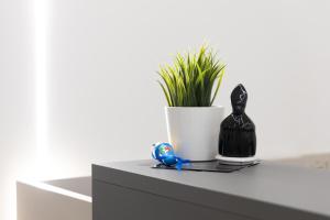 a table with a black figurine and a plant at CIVICO 237 in Naples