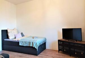 TV a/nebo společenská místnost v ubytování Modernes Apartment mit Balkon