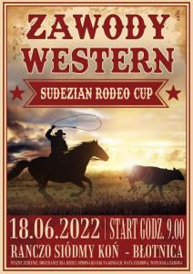 un flyer pour un rodéo avec un cowboy à cheval dans l'établissement Ranczo siódmy koń, à Złoty Stok