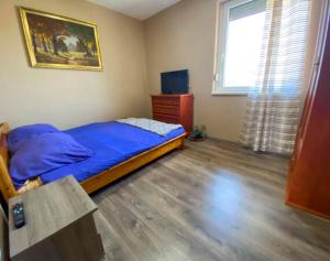 a bedroom with a bed and a dresser and a window at Vivien vendégház 1 in Ordacsehi