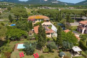 an aerial view of a house with a yard at Podere Isabella in San Vincenzo