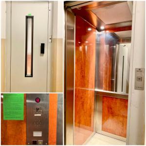 a elevator in a building with a glass door at City Centre Bright & Cozy Apartment for 4 persons in Stara Zagora
