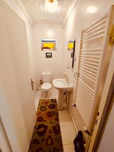 un piccolo bagno con servizi igienici e lavandino di ASYA HOME a Kocaeli