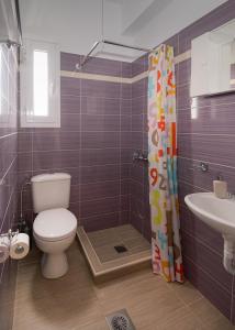 een badkamer met een toilet en een wastafel bij Mandi's Apartments in Karavádhos