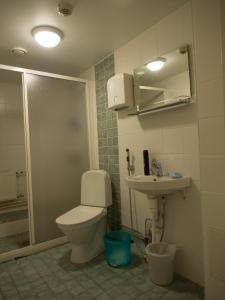 uma casa de banho com um WC e um lavatório em Laitilan Kievari em Laitila