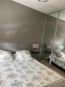 Ένα ή περισσότερα κρεβάτια σε δωμάτιο στο Grand Appartement lumineux