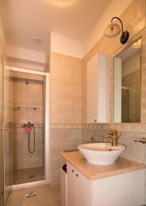 a bathroom with a sink and a shower at Apartments Orica II in Šipanska Luka