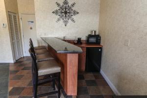 cocina con encimera y bar con microondas en Liberty Mountain Resort, en Fairfield