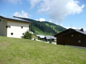 a house on the side of a grassy hill at Appartement Les Saisies, 1 pièce, 4 personnes - FR-1-594-201 in Hauteluce