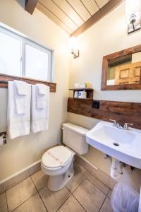 a bathroom with a toilet and a sink at Emerald Bay Lodge in South Lake Tahoe