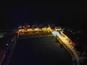 an aerial view of a tennis court at night at Toong homestay in Ha Giang