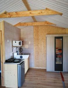 cocina con fogones en una habitación en Dobilas ir jura, en Palanga