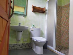 a bathroom with a toilet and a sink at Mei Shiou B&B in Dongshan +24 photos