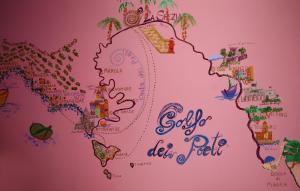 a wall mural of a map of the disney world at Affittacamere La Risacca in La Spezia