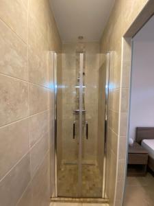 a shower with a glass door in a bathroom at Villa Triskyl in Le Muy +18 photos
