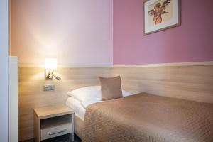 Uma cama ou camas num quarto em Hotel Mlynska