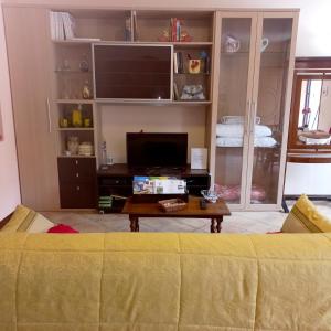 een woonkamer met een bank en een tv bij Barbara Meniconi in Città della Pieve