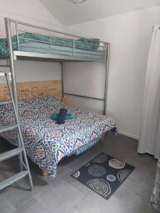1 dormitorio con litera y escalera en petite maison sympathique plein de charme, en Beychac-et-Caillau