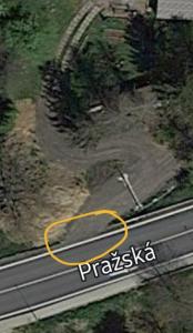an aerial view of a road next to a highway at Apartmány Kocanda in Jesenice
