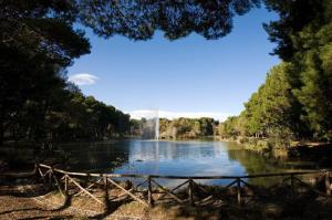 a view of a lake with a fountain in the distance at CASA MIRO' vicinissima al mare e parcheggio privato gratuito se disponibile in Pescara