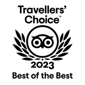 un logotipo para los viajeros que elijan lo mejor de lo mejor en Casa Milagres Morada do Toque l Prêmio travellers choice 2023, en São Miguel dos Milagres