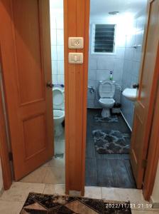 a bathroom with a toilet and a sink at بيت ضيافة حنضلة in Bethlehem