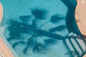 uma sombra de uma pessoa numa bicicleta numa piscina em Hôtel Beau Site - Cap d'Antibes em Antibes