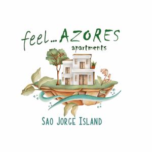una casa en una isla con las palabras "zonas reales" y "aosa" lodge en feel... Azores - apartments, en Velas