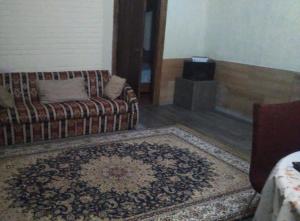 a living room with a couch and a rug at Panorama Hills in Almaty