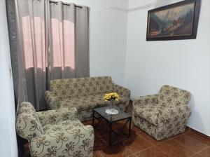 a living room with two chairs and a table at Apartamentos Victoria in Asunción